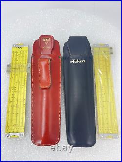 Vtg Pickett N600-ES & N200-ES Pocket Slide Rules & Leather Case Log Speed NEW