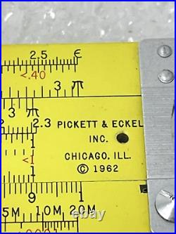 Vtg Pickett N600-ES & N200-ES Pocket Slide Rules & Leather Case Log Speed NEW